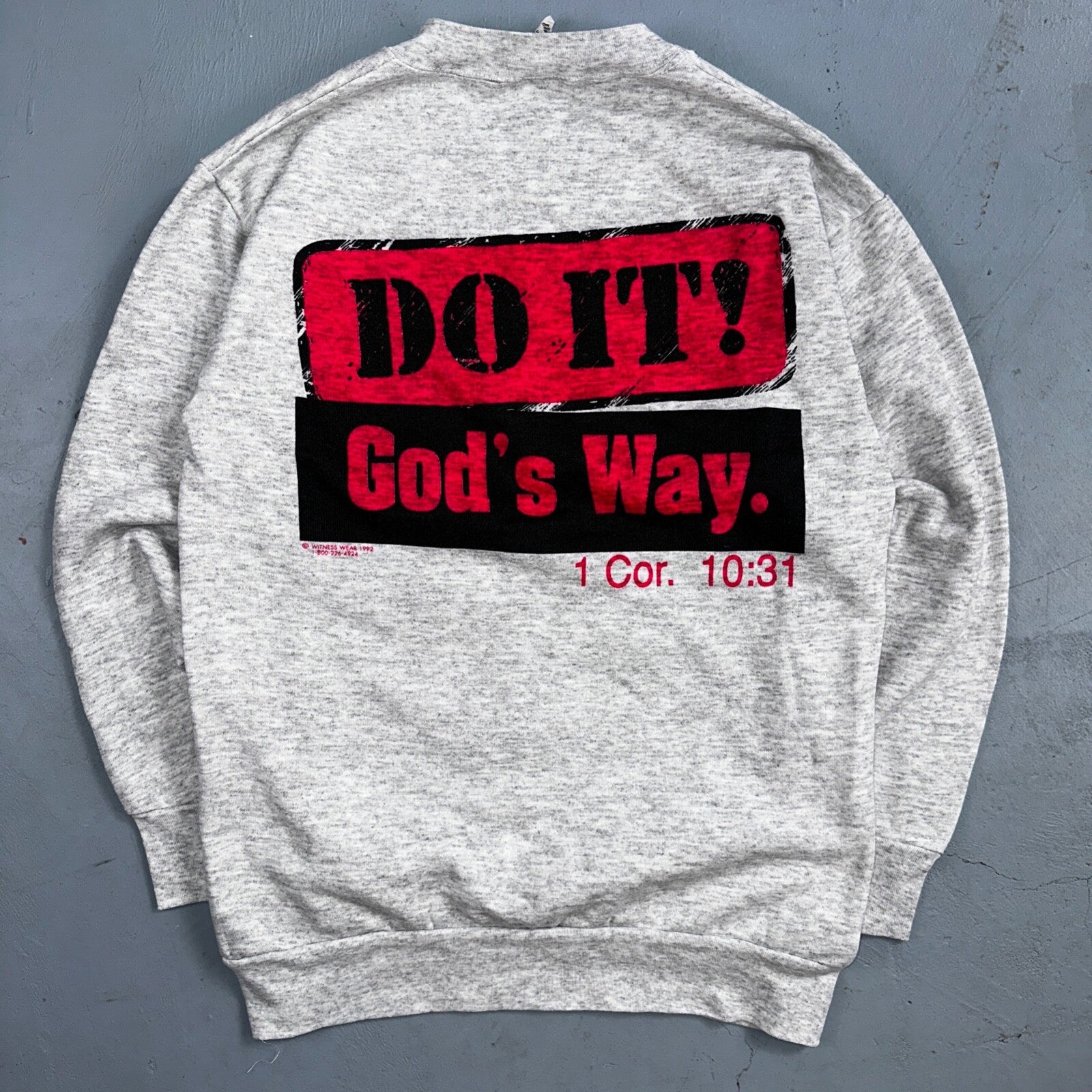 Do It Gods Way Sweatshirt 90s VTG Crewneck Gray Jesus 1992 Rare Love Pray