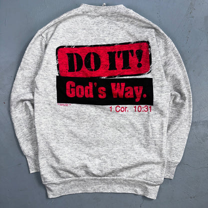 Do It Gods Way Sweatshirt 90s VTG Crewneck Gray Jesus 1992 Rare Love Pray