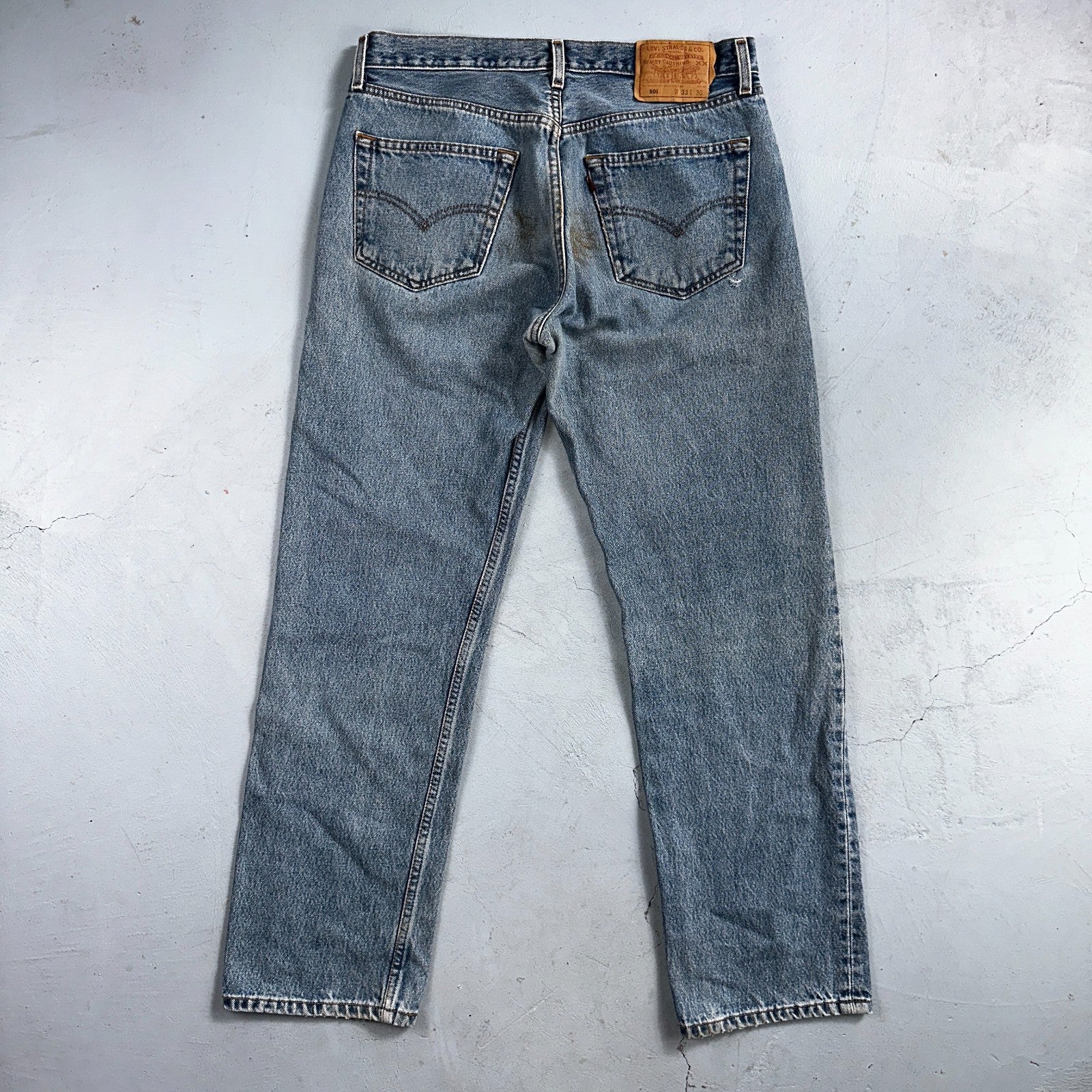 Levis 501 Vintage Y2K 90s XX Straight Leg Jeans Blue Light Wash 33x30 Act 32x29