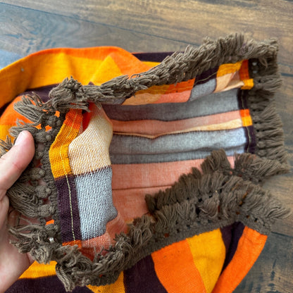 VTG 1960s Rockabilly Womens Dress Summer Skirt 60s 70s Top Orange Mexico Stripe