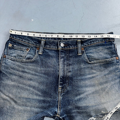 Levis 502 Y2K XX Slim Fit Jeans Blue Med Wash Whiskers 33x34 Vintage Style Worn