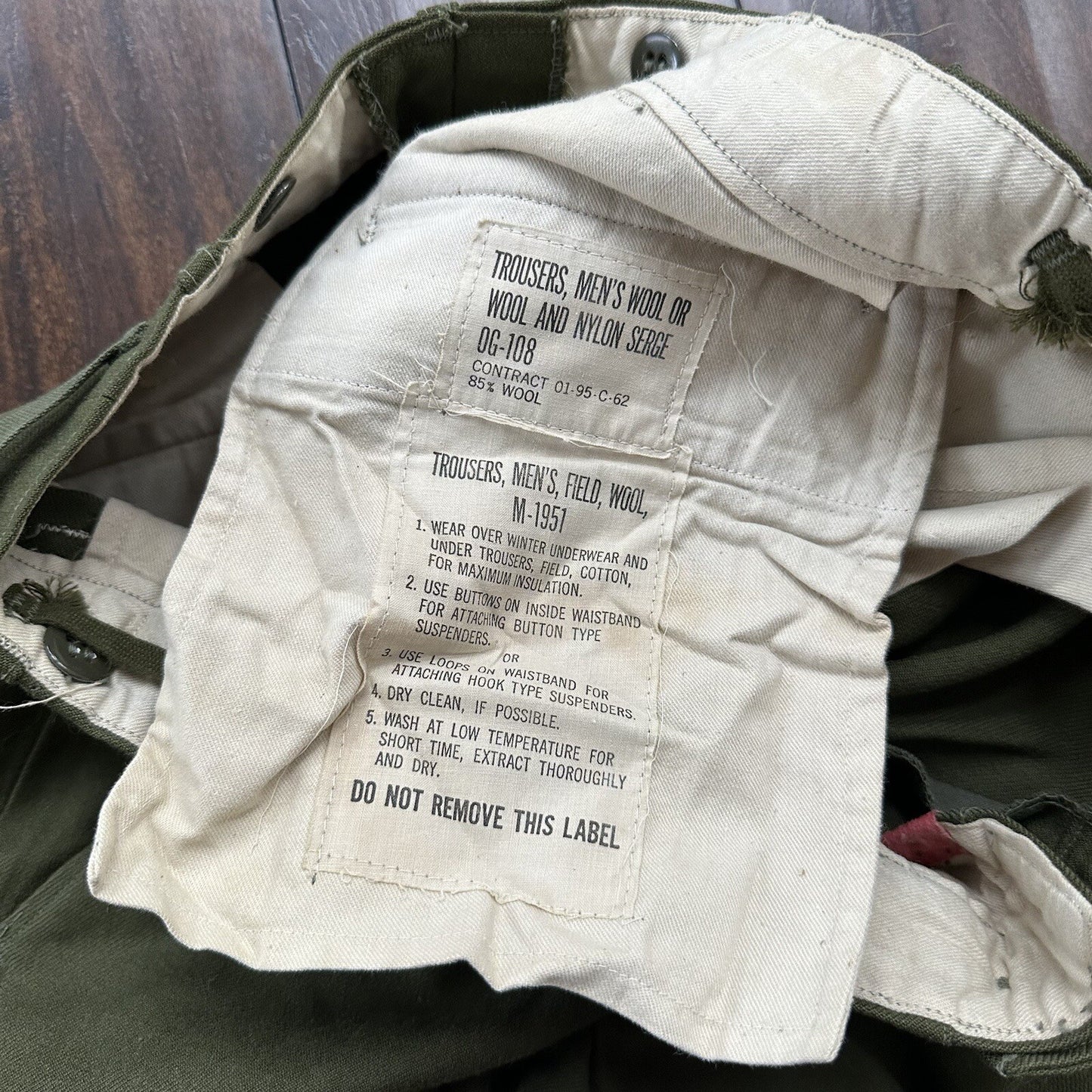 Original 1951 Dated Wool OG-108 Trousers 31x29 Military Pants Not HBT WWII WW2
