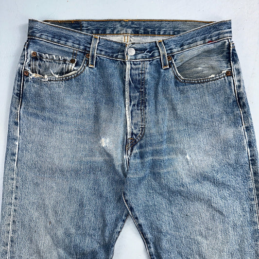 Levis 501 Vintage Y2K XX Straight Leg Jeans 90s Blue Med Wash 34x32 Act 31x31