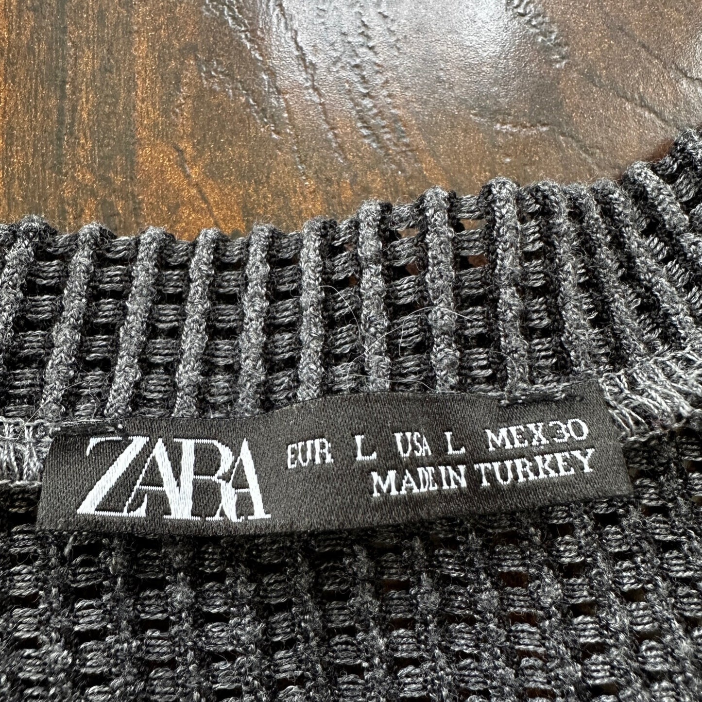 Zara Knit Chainmill Womens Sweater Shirt Size L Black/Grey Cute Top Crop