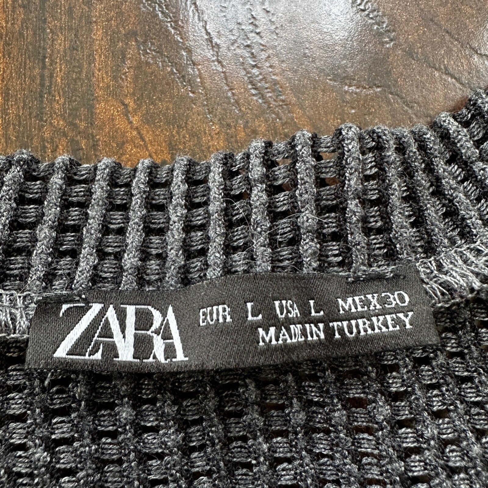 Zara Knit Chainmill Womens Sweater Shirt Size L Black/Grey Cute Top Crop