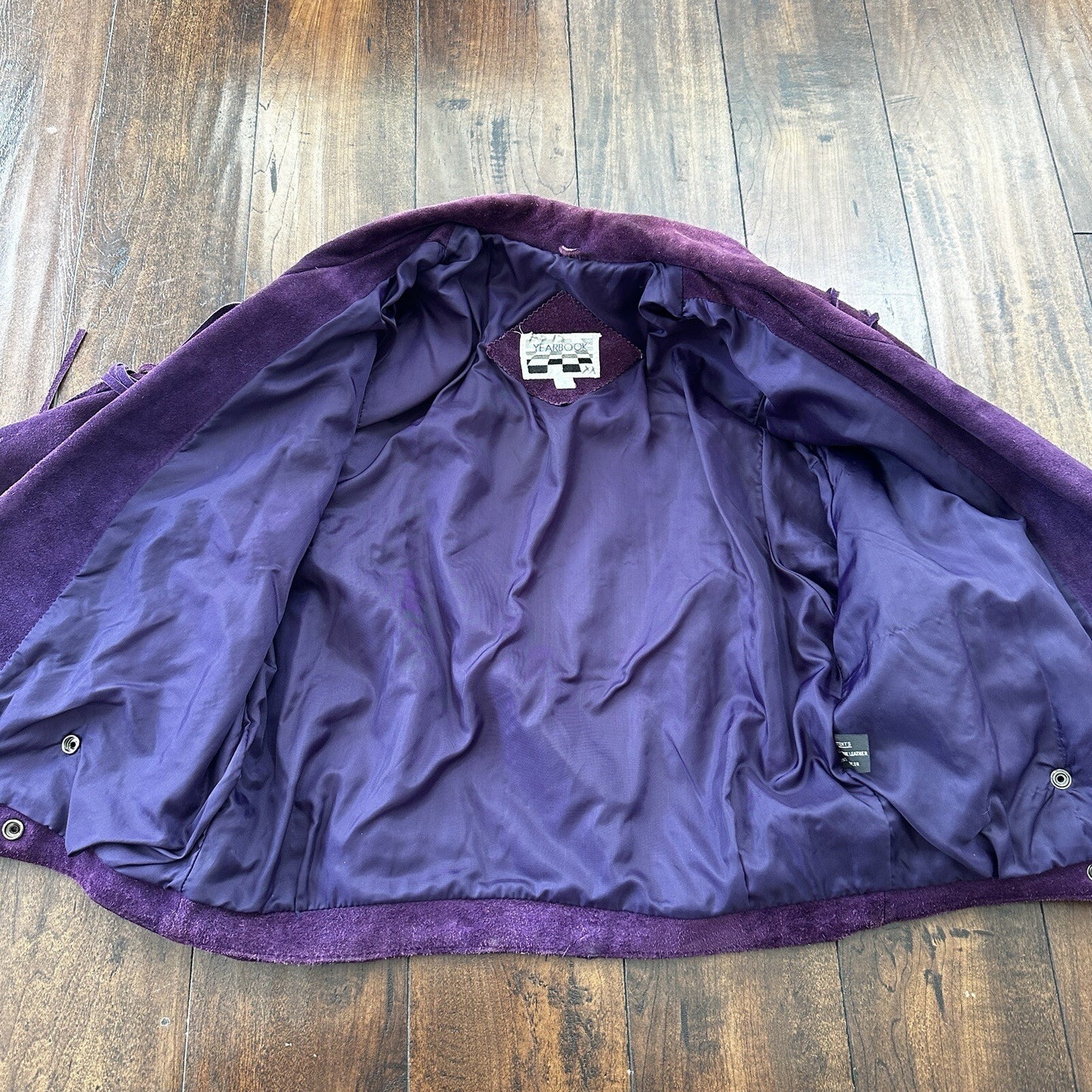 VTG Yearbook 1980s Suede Leather Jacket Purple Tassels Cowgirl Cowboy 80s 70s