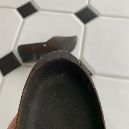 Antique Primitive Early Carved Wood Pair Clogs Shoes 1919 France Dutch Slippers