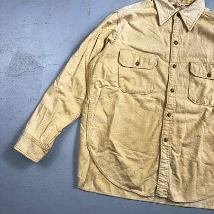 Vintage Woolrich Chamois Button Up Shirt Heavy Cotton Mens XL USA Yellow 70s