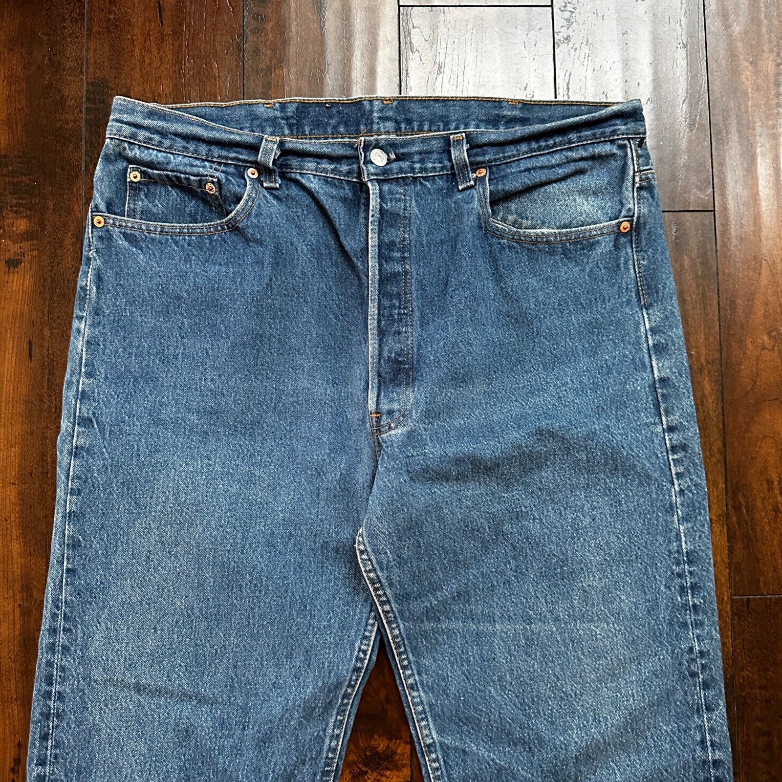 VTG 90s Levis 501 Button Fly 40x36 USA Tag Jeans Straight Wash Blue XX Act 36x32