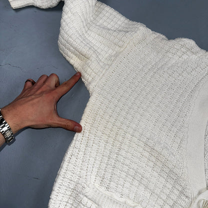 John Ashford USA VTG Sweater Mens Large Cardigan Button Front White Grandpa Core