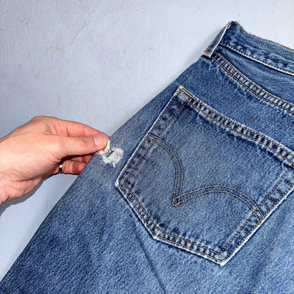Levis 501 Vintage 90s XX Straight Leg Mexico Jeans 34x30 Thrashed Act 33x28