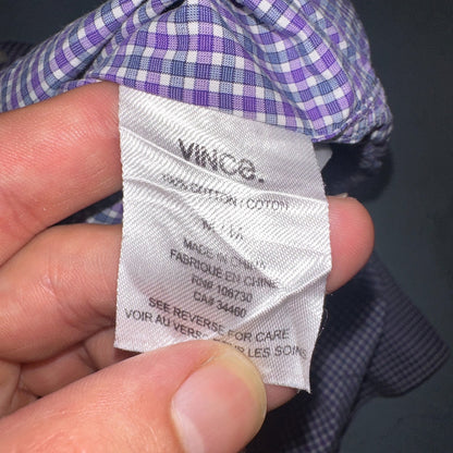 Vince Shirt Mens M Purple Gingham Long Sleeve Button Up Checkerboard
