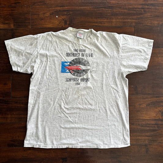 Portland Oregon Flying Vintage T Shirt Airport Scappoose 90s Airplane Oneita