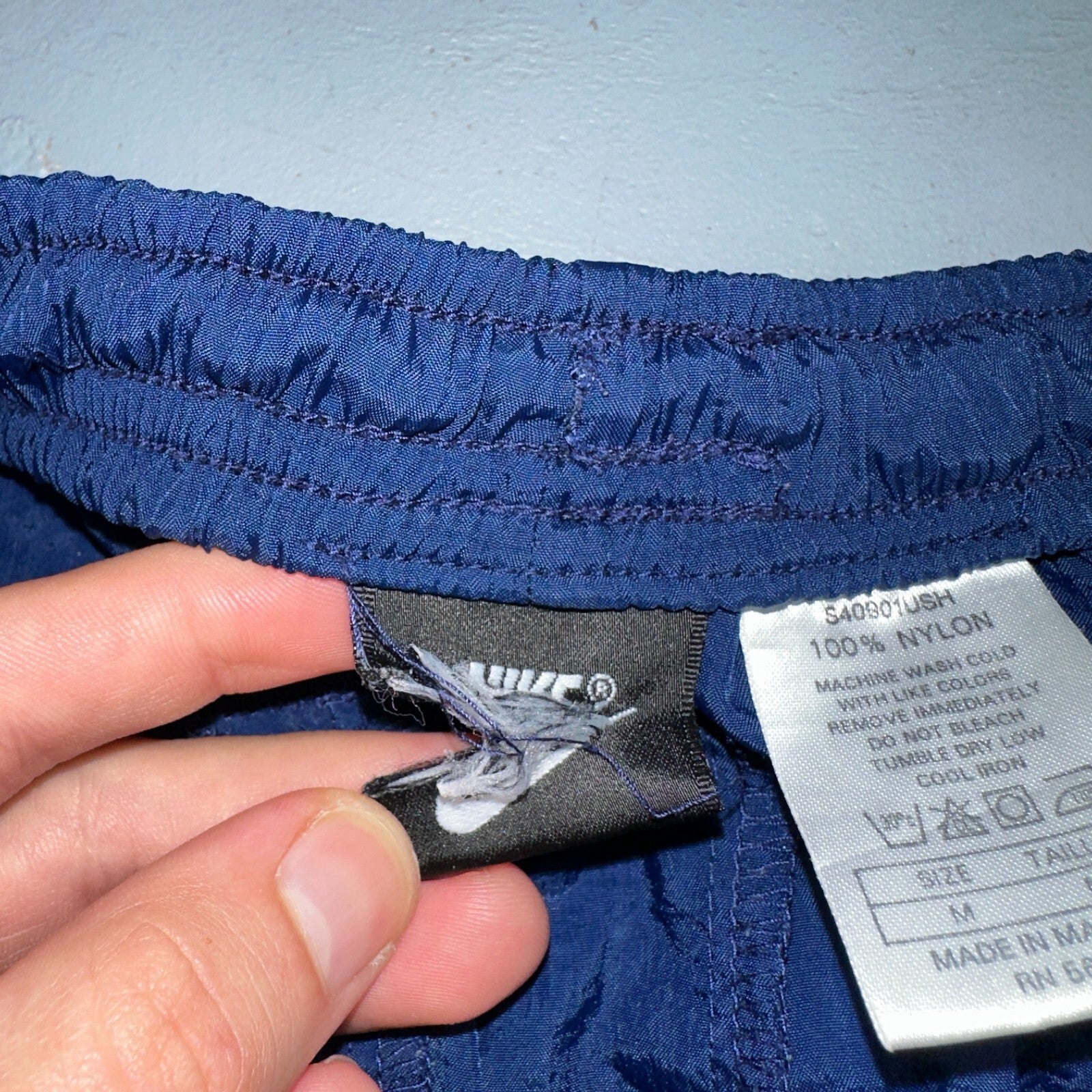 Nike VTG 90s Windbreaker Track Pants Ankle Zip Unlined Blue 1990s Essential