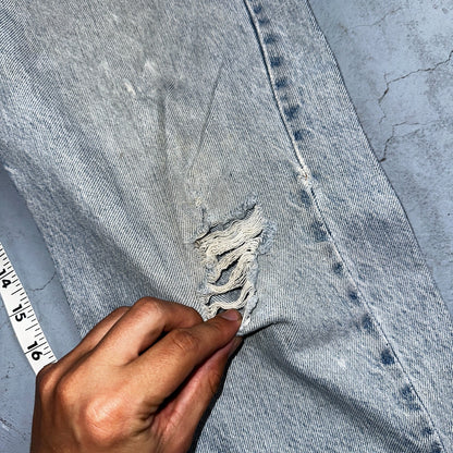 Levis 505 Vintage 90s Orange Tab Jeans 36x32 Thrashed Light Wash 501 Act 33x31