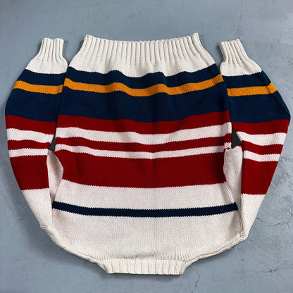 Izod VTG Sweater Mens L Striped Nautical Fisherman Yacht Club 80s 90s Geometric