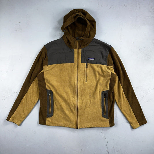 Patagonia Jacket Men's XL Tan Cedars Fleece Zip Chest Pocket Zipper Damaged