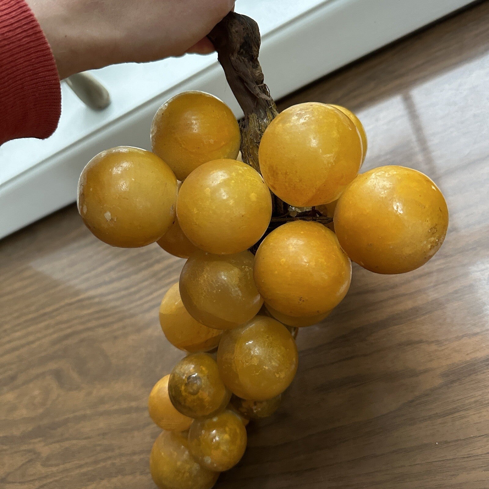 VTG Gold Lucite Acrylic Grapes Mid Century MCM Retro 1960s Cluster Yellow Set 2