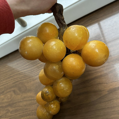 VTG Gold Lucite Acrylic Grapes Mid Century MCM Retro 1960s Cluster Yellow Set 2