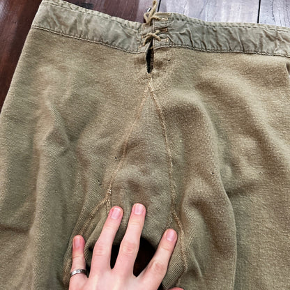 VTG WWII US Military Thermal Wool Pants Joggers Sweatpants 1940s USN Green