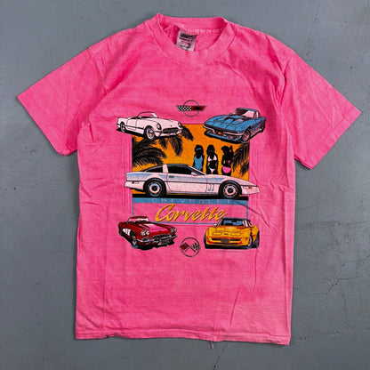 Corvette Hot Pink Oneita VTG T Shirt 80s Chevrolet Hot Girls Bikini Racing Cars