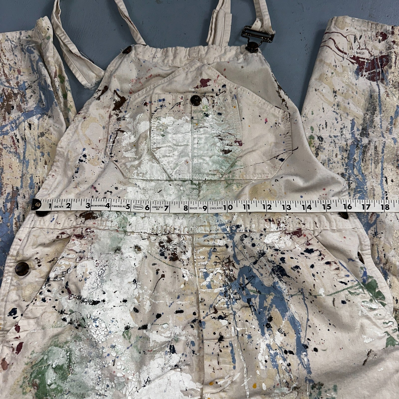 VTG Washington Dee Cee Thrashed Overalls Carpenter Bibs Workwear Painter Paint