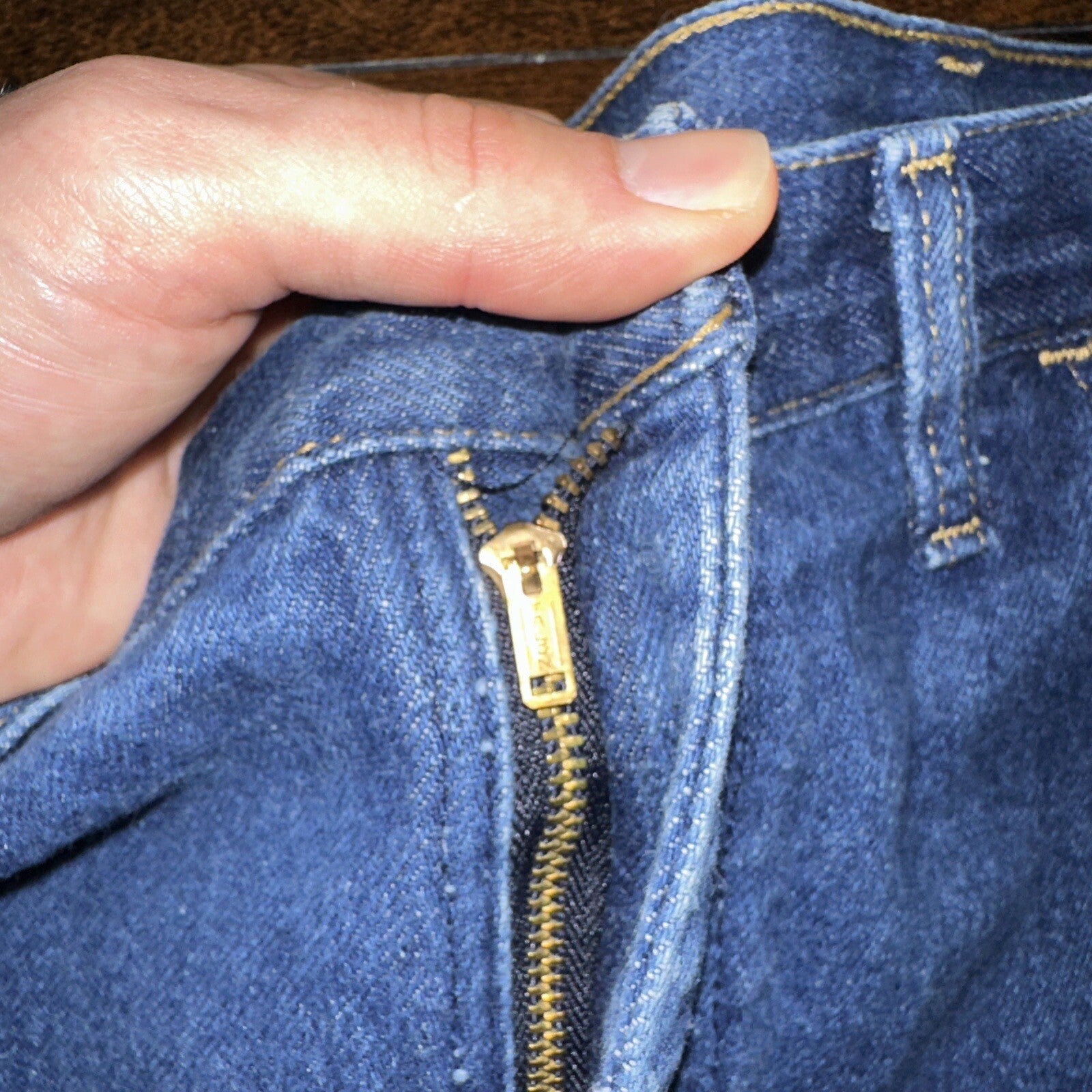 Vintage 1970s Rustler Blue Jeans Mens 36x32 (33x30) Made USA Talon Zipper 70s