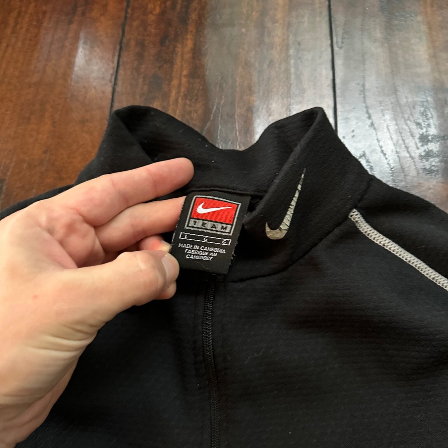 VTG Nike Active Pullover Sweater Women's L Black 1/2 Zip Therma-Fit Running 90s