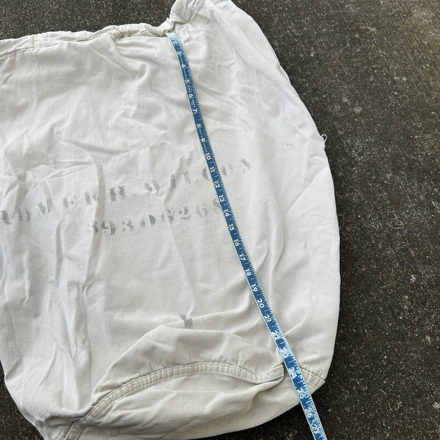 VTG WWII Canvas Garment Laundry Bag Rare Military Denim 1940s 40s 50s Stencil