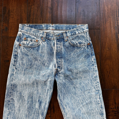 VTG 90s Levis 501 Button Fly 33x34 USA Tag Jeans Acid Wash 80s Act 30x33