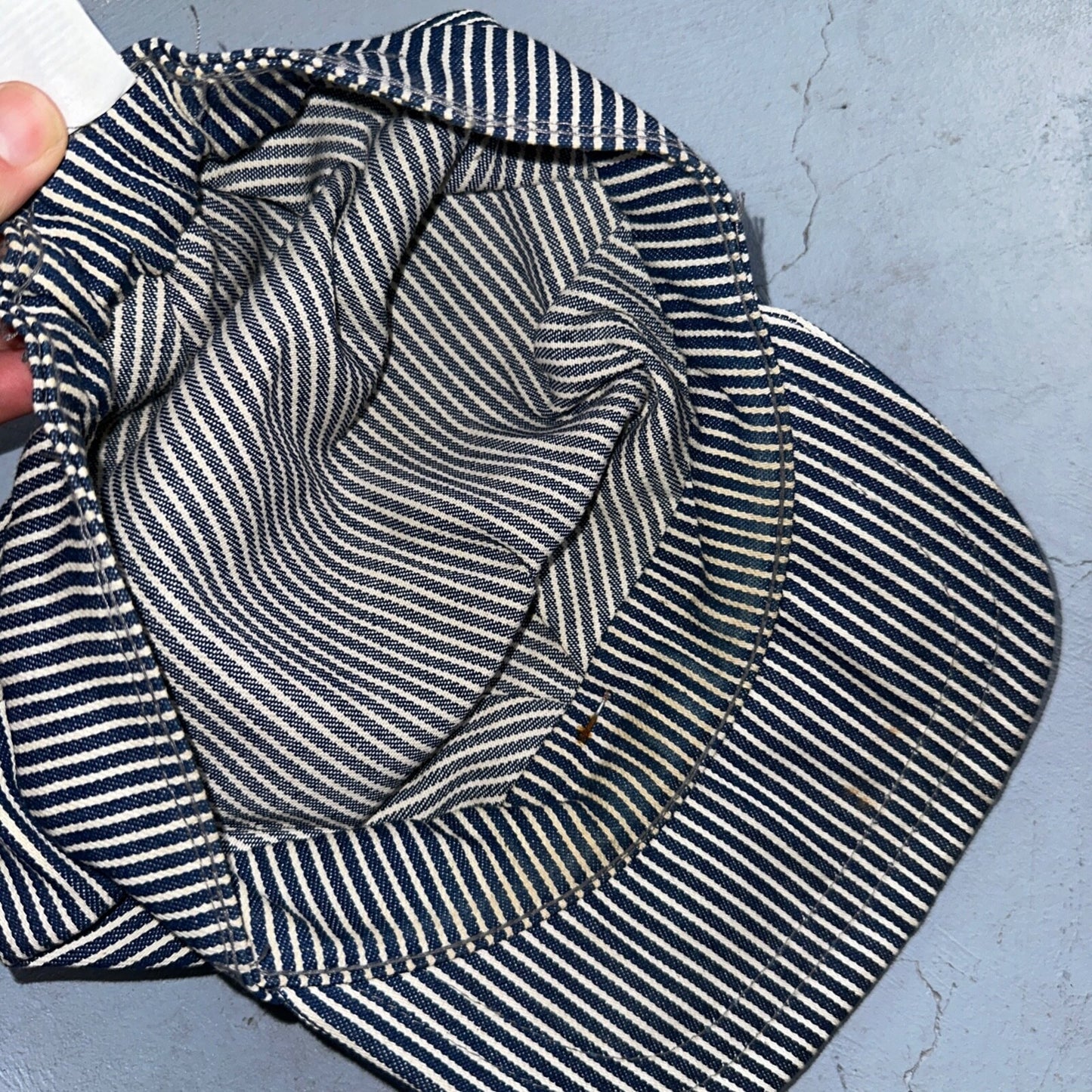 Conductor USA VTG Hat Cap Snapback Hat White Pinstripe XL Travel Cool Look Pin