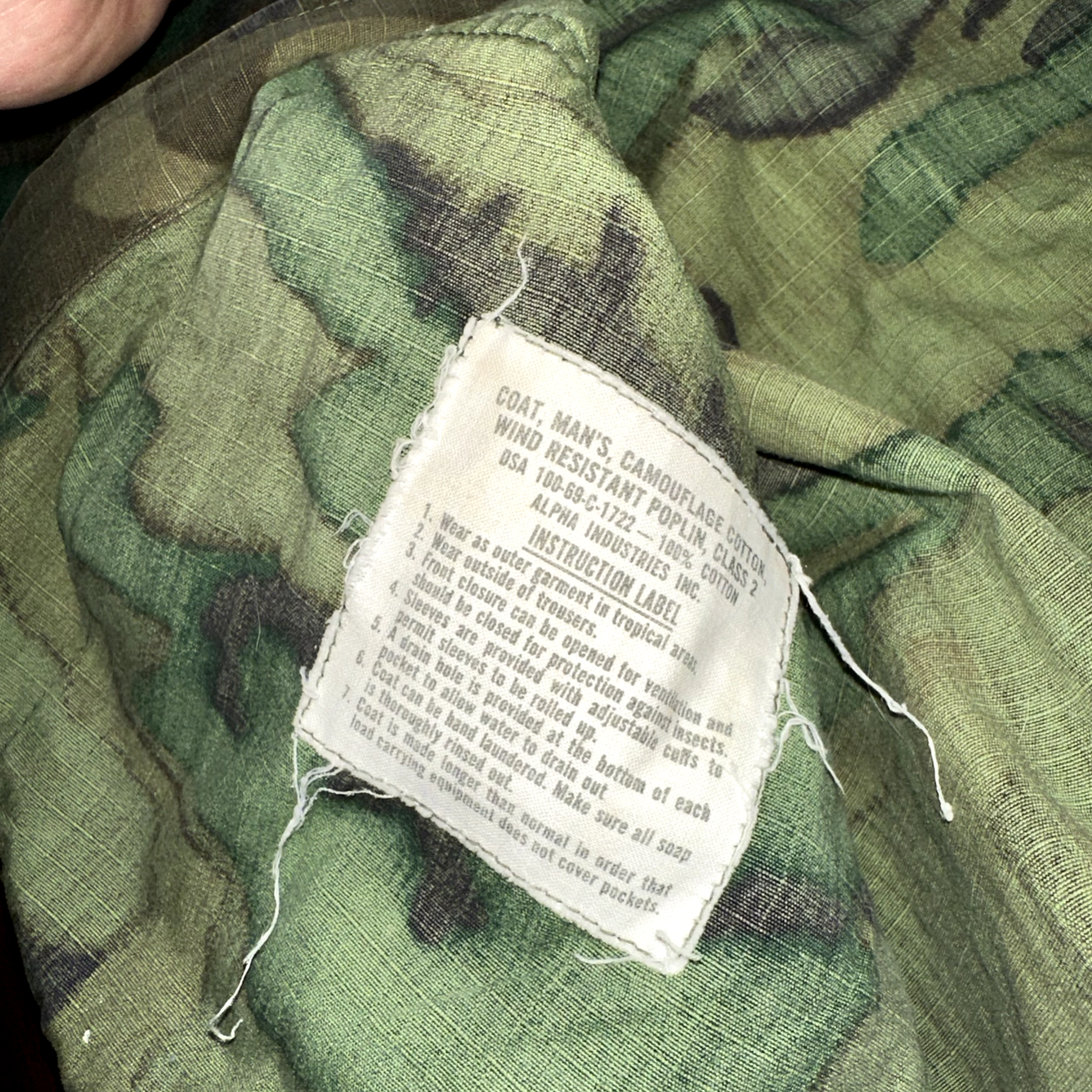 USMC 1968 Military Camouflage Wind Resistant Poplin Coat Camo Jacket Alpha 60s