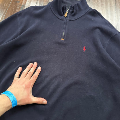 Polo Ralph Lauren Pullover Men’s XL Navy Big Pony Ski Patch Quarter Zip VTG