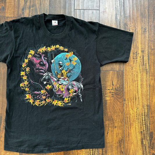 Native American Indian Horse Tribal Single Stitch Vintage T Shirt Moon Black Rap