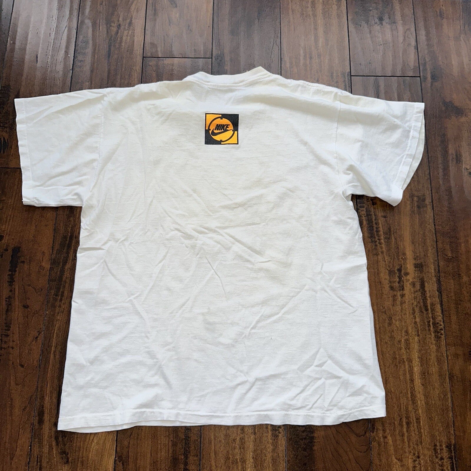 Nike Vintage T Shirt Mens Aqua Socks Swim Rare 90s Gray Tag Cut Rocket Blast