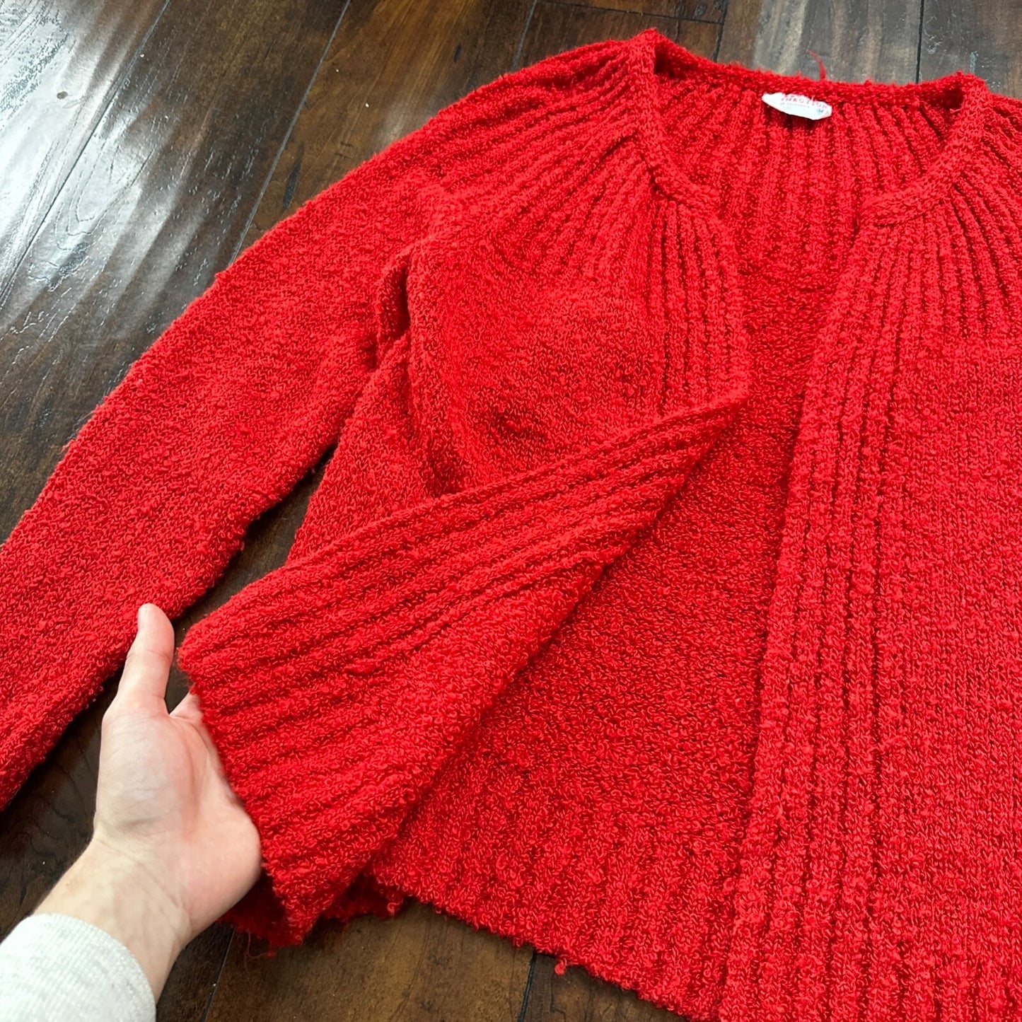 VTG Western Connection Sweater Red Women's M Rockabilly Terry Cotton Look