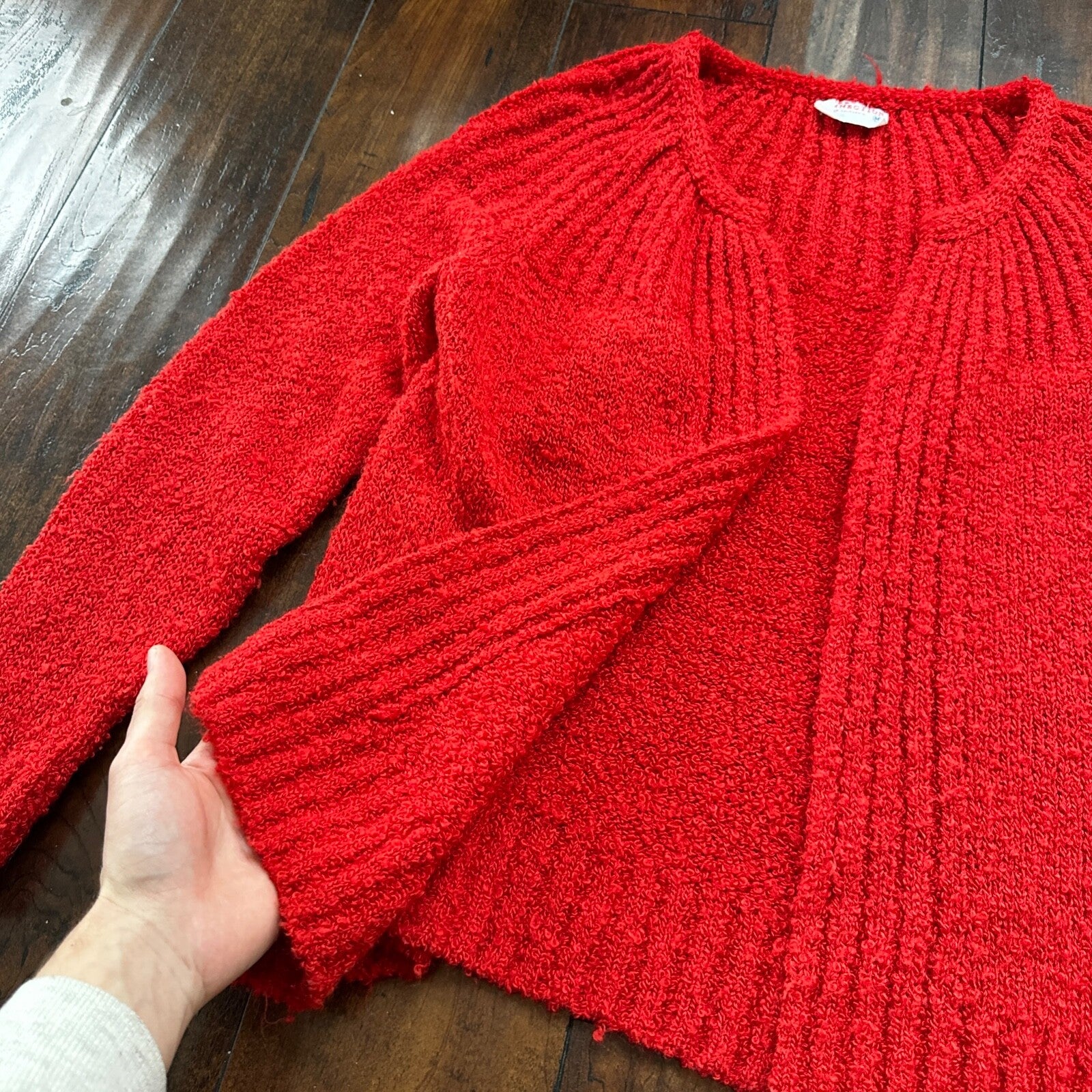 VTG Western Connection Sweater Red Women's M Rockabilly Terry Cotton Look