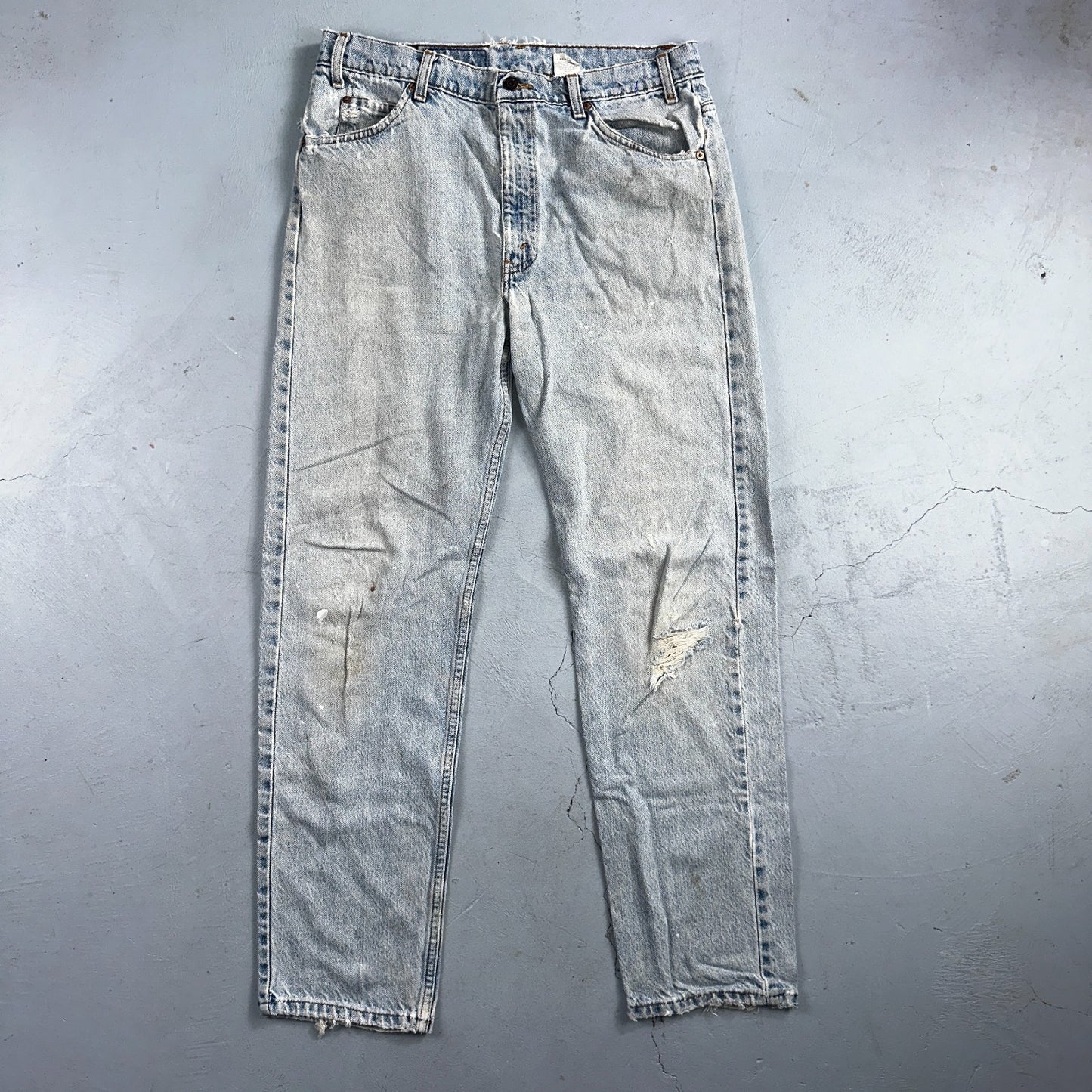 Levis 505 Vintage 90s Orange Tab Jeans 36x32 Thrashed Light Wash 501 Act 33x31