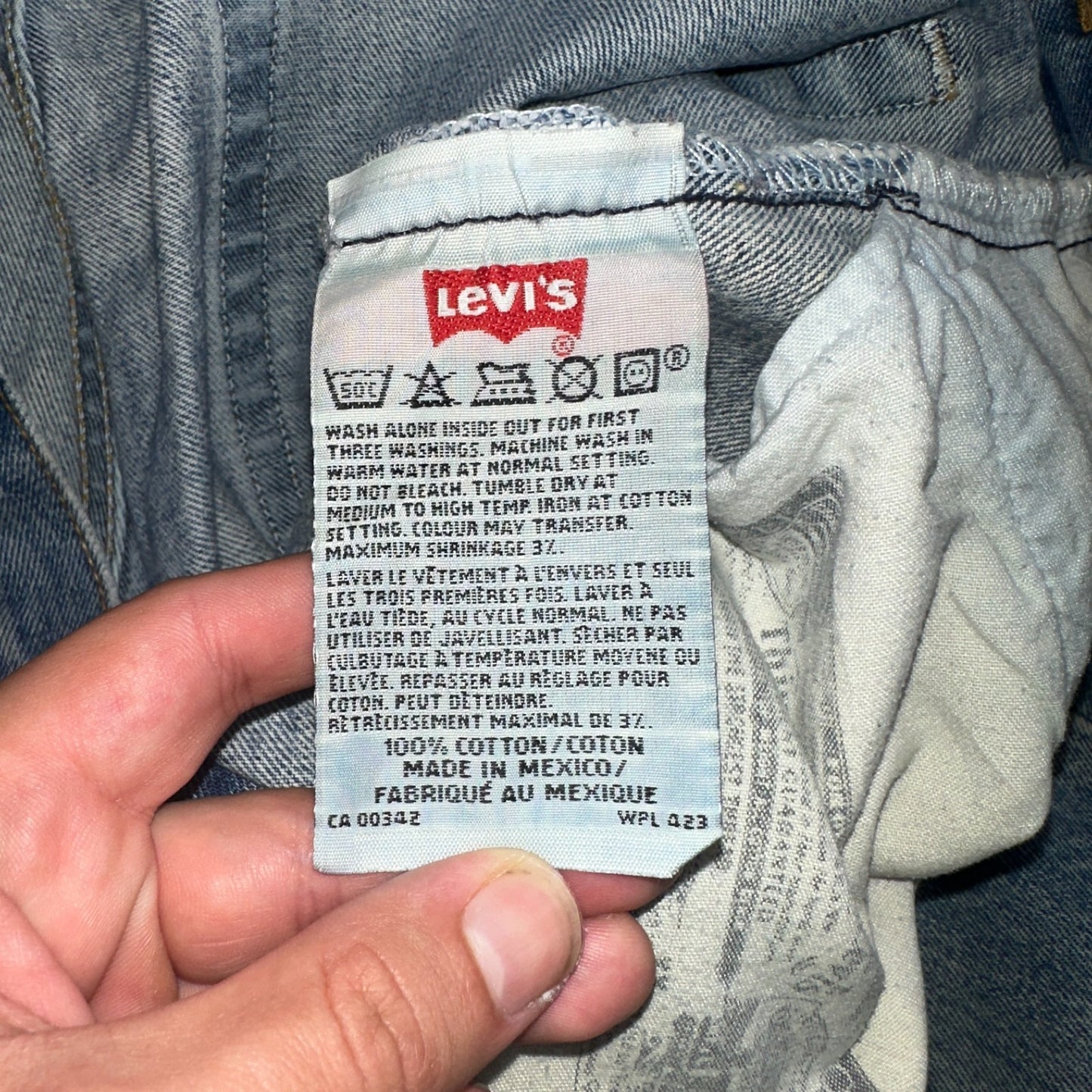 Levis 501 Vintage 90s Mexico Straight Leg Jeans Blue Light Wash 38x30 Act 37x31