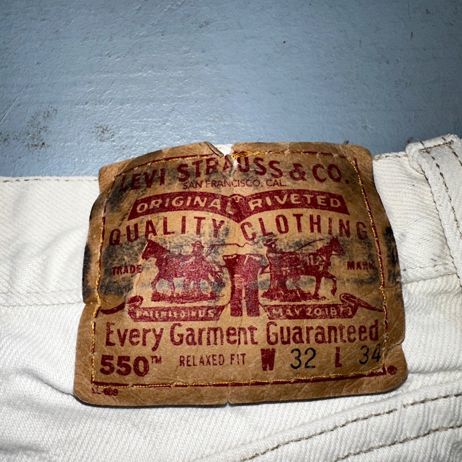 Levis 550 Vintage 90s USA Red Tab Jeans 32x34 White Wash 501 Act 30x32