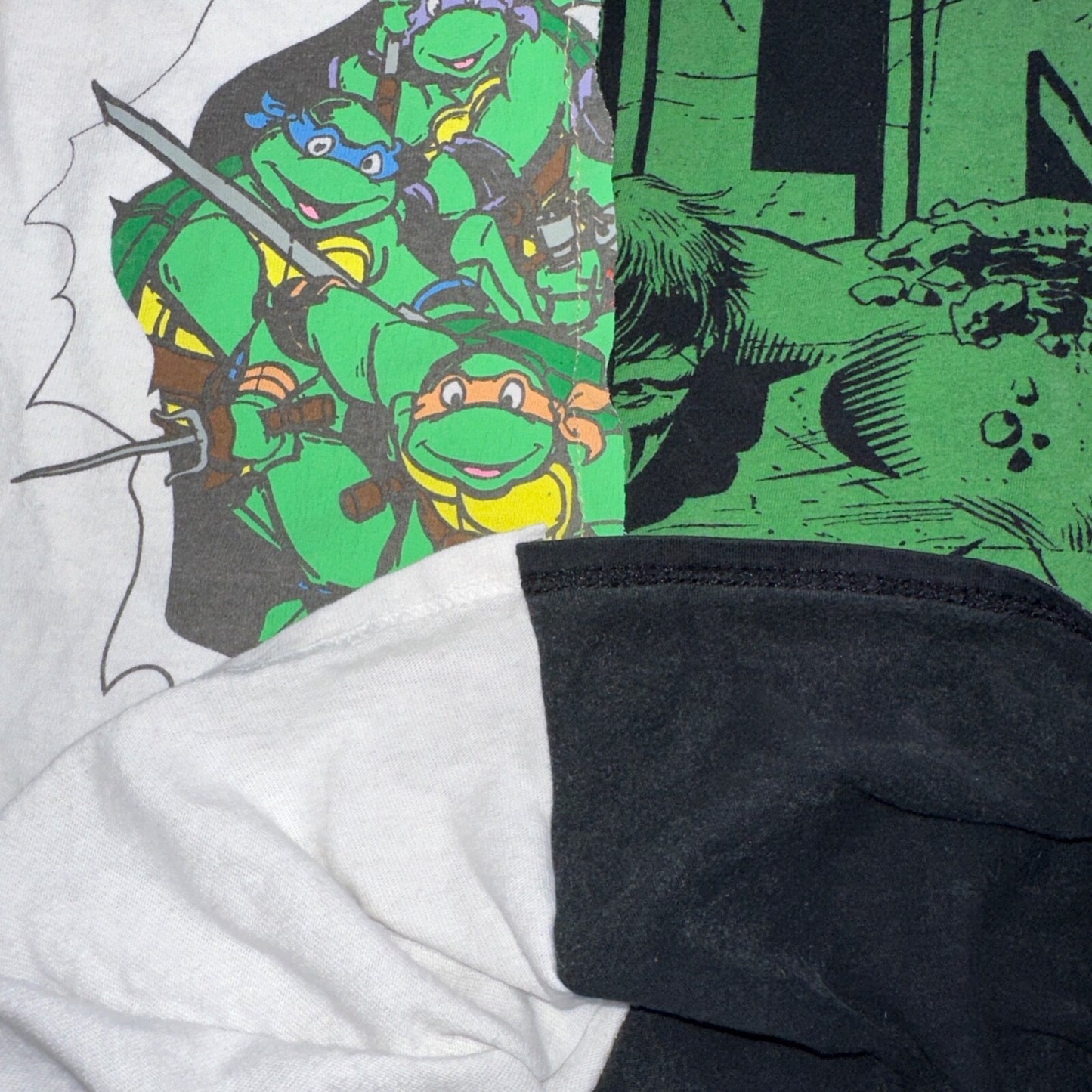 Ninja Turtle Hulk Super Hero Split Cut Sewn VTG Style T Shirt Y2K Custom Unique