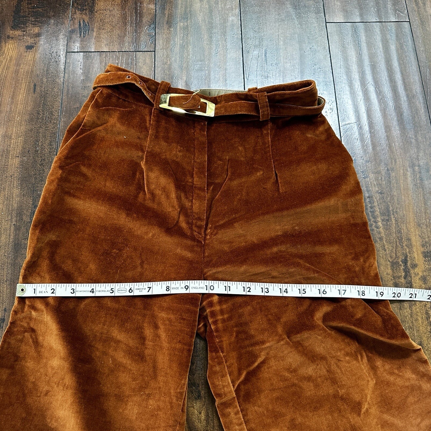 VTG Alpaq California 1970s Pants 26x31 Brown Velour High Waist Flair Rockabilly