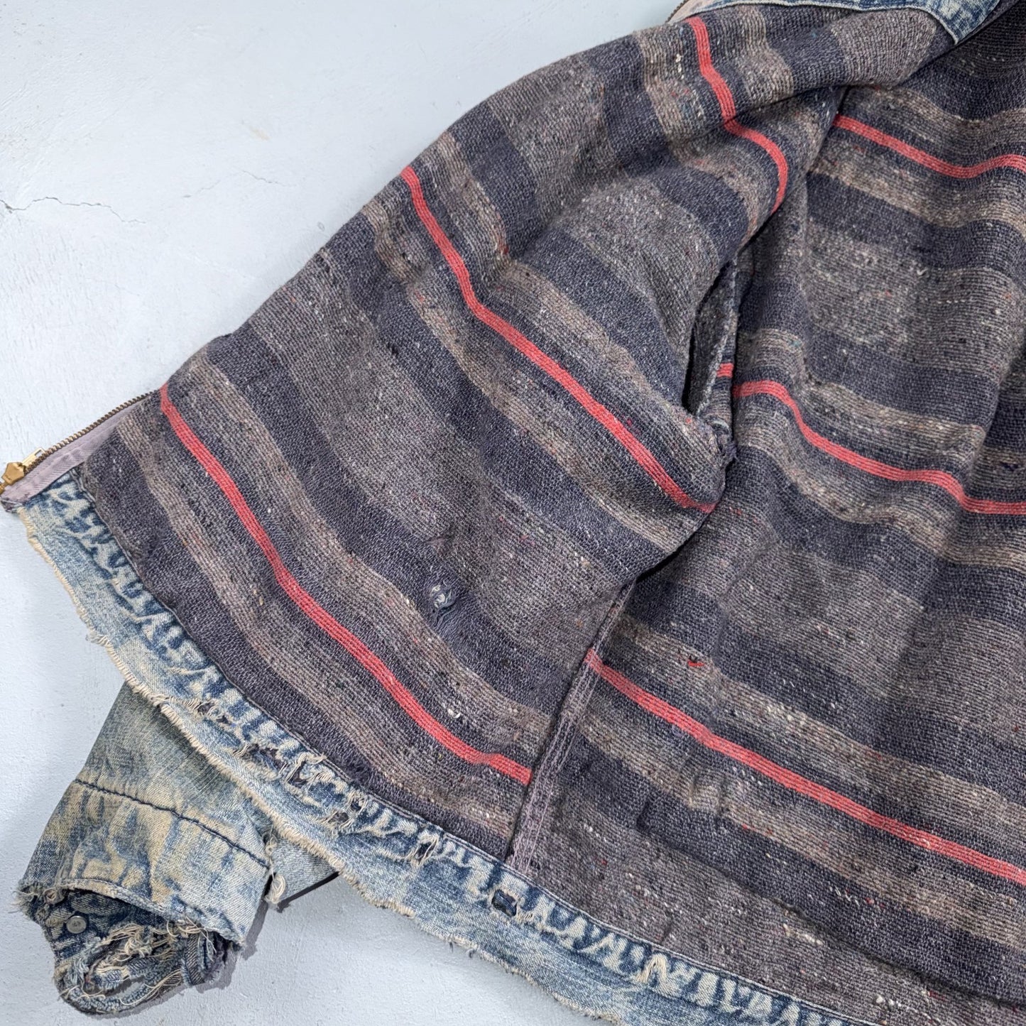 Vintage 50s 60s Hercules Blanket Lined Denim Bomber Jacket USA Coat Thrashed