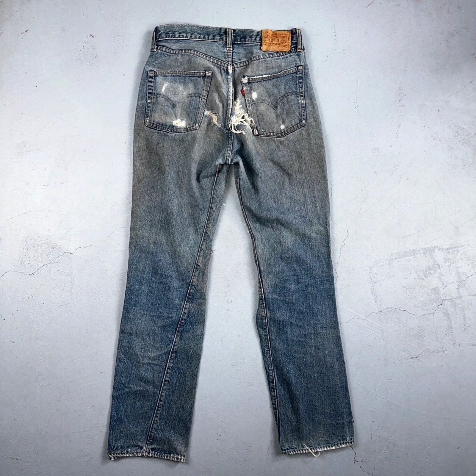 Levis 501 Vintage 70s SS Redline Selvedge USA 66 Jeans Thrashed 31x34 Act 29x30