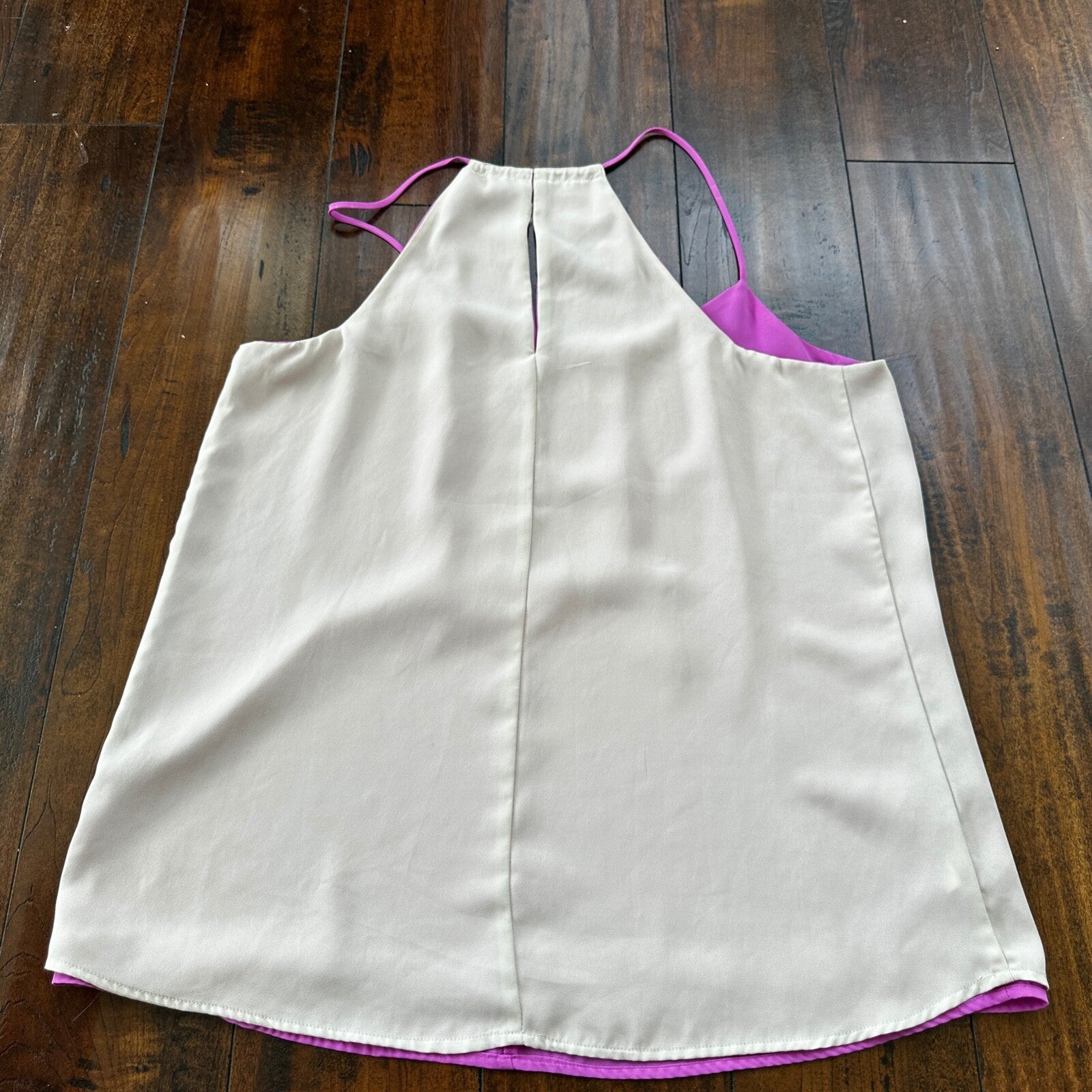 Reversible Womens Simple Beige Purple Dressy Tank Size M Cute Sexy Summer Vibe