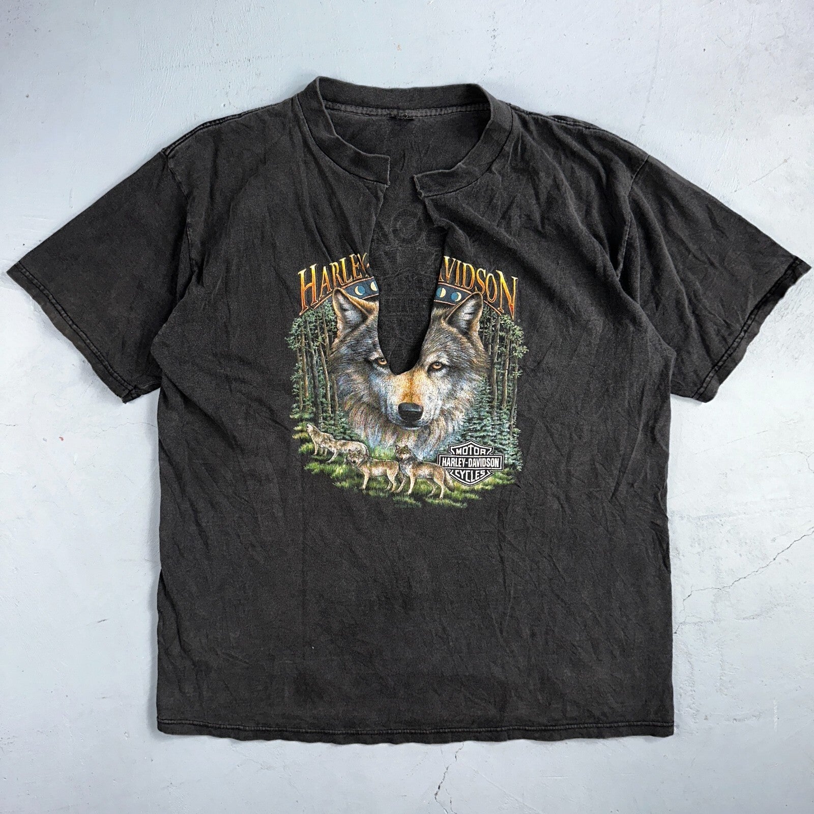 VTG Harley Davidson Shirt Mens XL Wolf Pack Short Sleeve Miami Florida Chopped