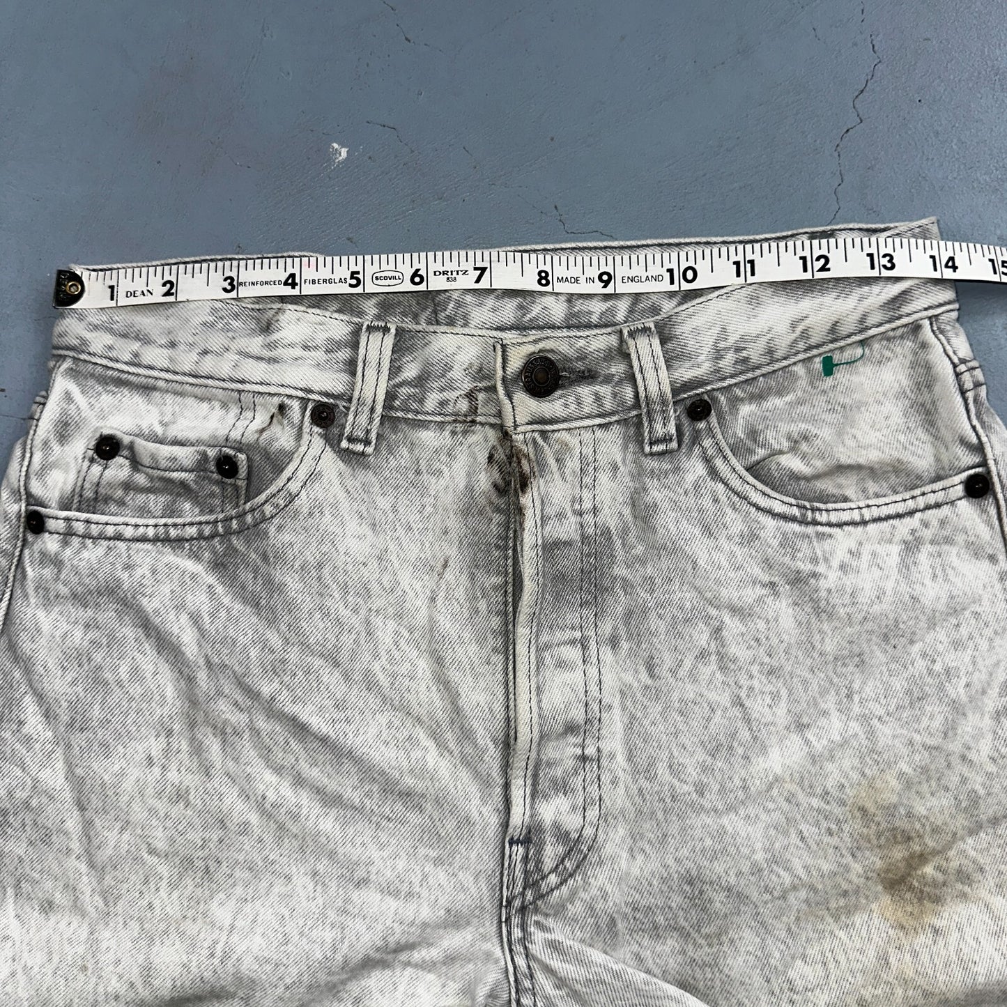 Levis 501 Vintage 80s USA XX Straight Leg Jeans Gray Acid Wash 29x36 Act 28x34