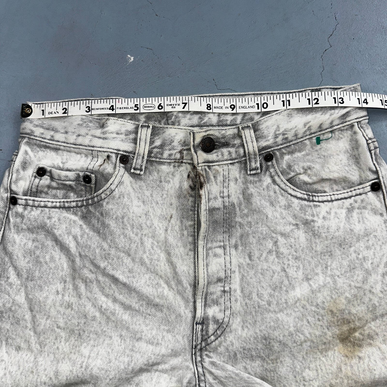 Levis 501 Vintage 80s USA XX Straight Leg Jeans Gray Acid Wash 29x36 Act 28x34