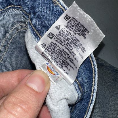 Dickies Double Knee Faded Blue Jeans 40x30  Work Wear Skate Baggy Y2K Wide Leg