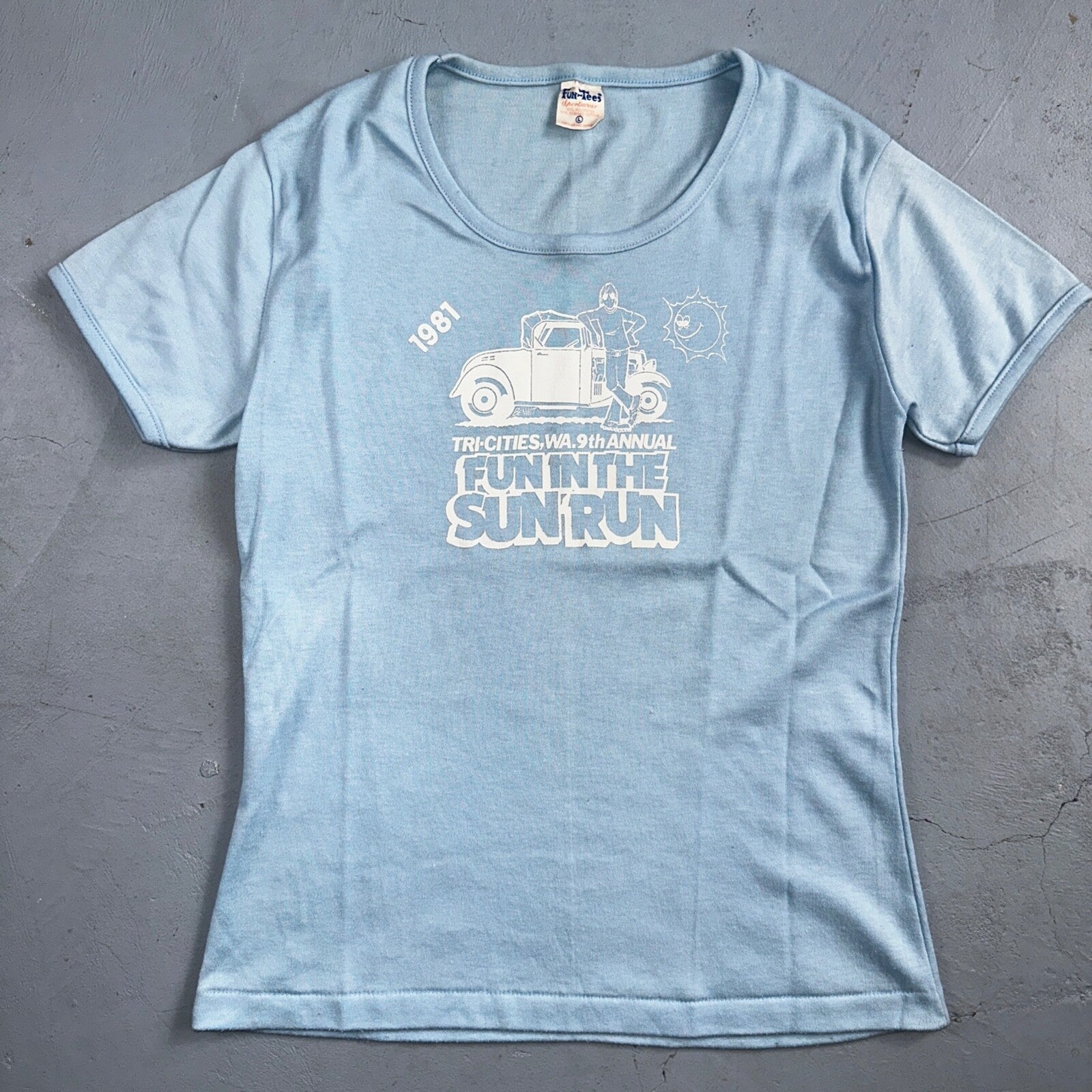 Oregon Fun In The Sun VTG T Shirt Womens Large Tee 1981 80s Tractor Cars Motor